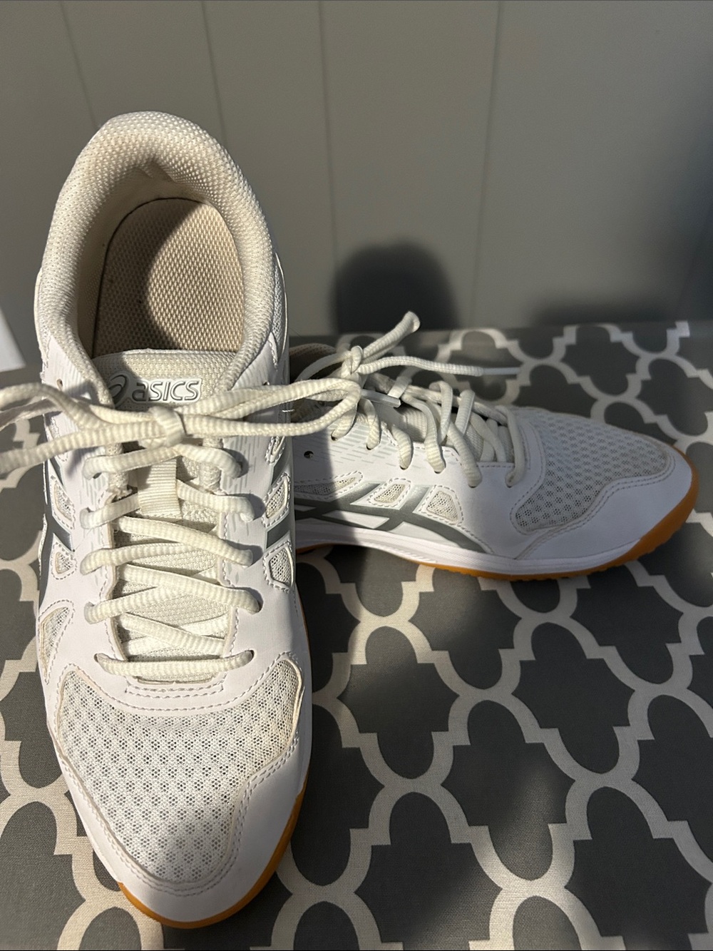 ASICS White Athletic Volleyball Sneakers with Gum Outsole